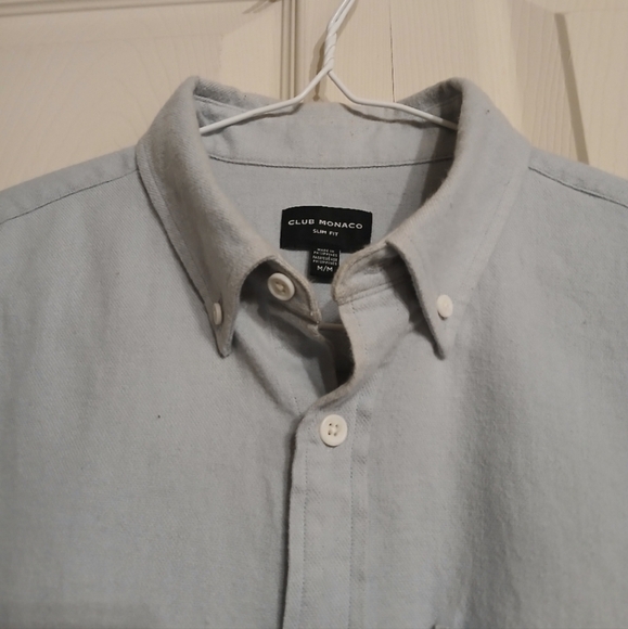 Club Monaco Cotton Button Up Men's Light Blue Shirt, Size Medium (M) - Picture 3 of 8